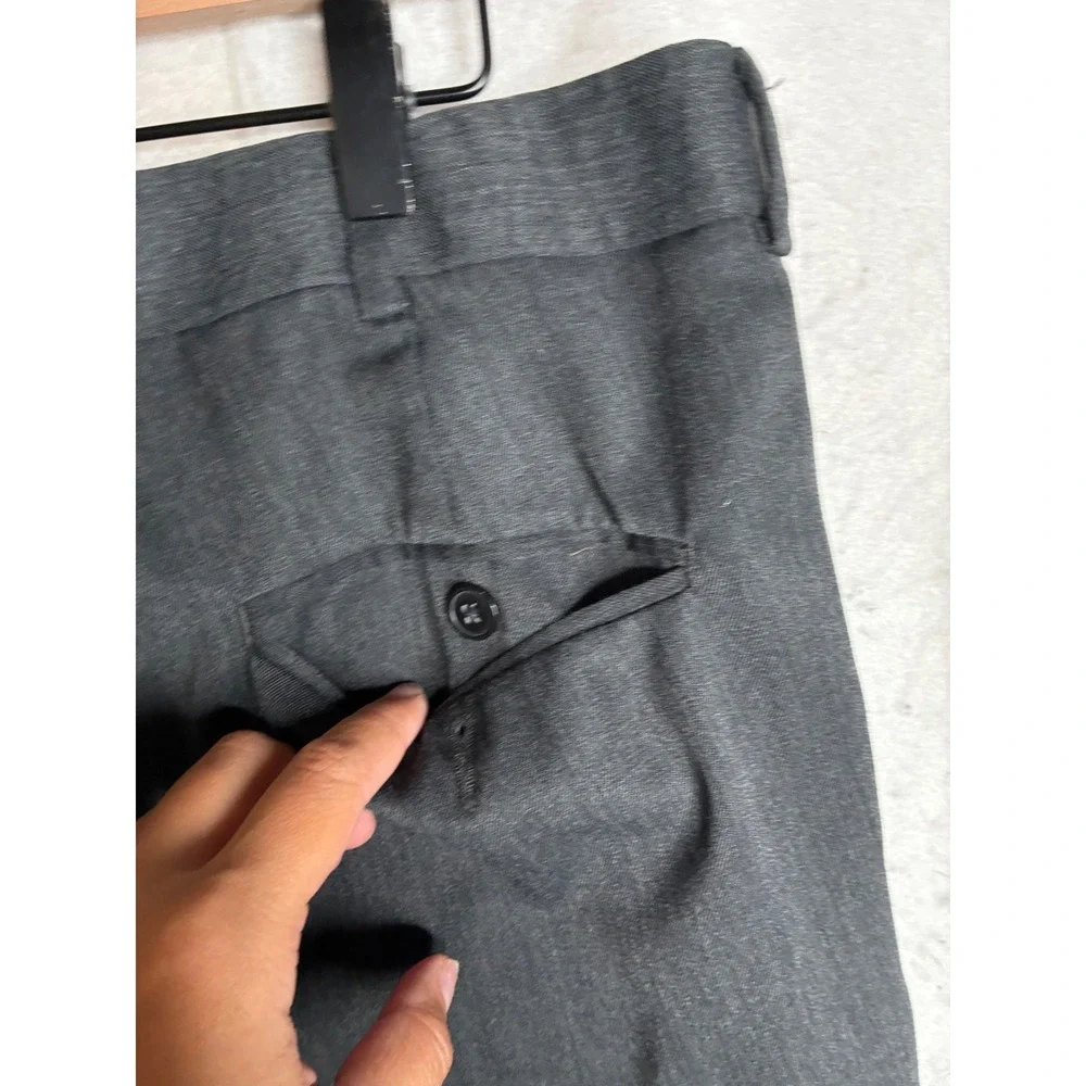Joseph & Feiss Mens 40x30 Pleated Dress Pants Gray Wool Blend Cuffed Trousers